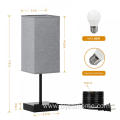 Square Functional Table Lamp with Gray Lampshade